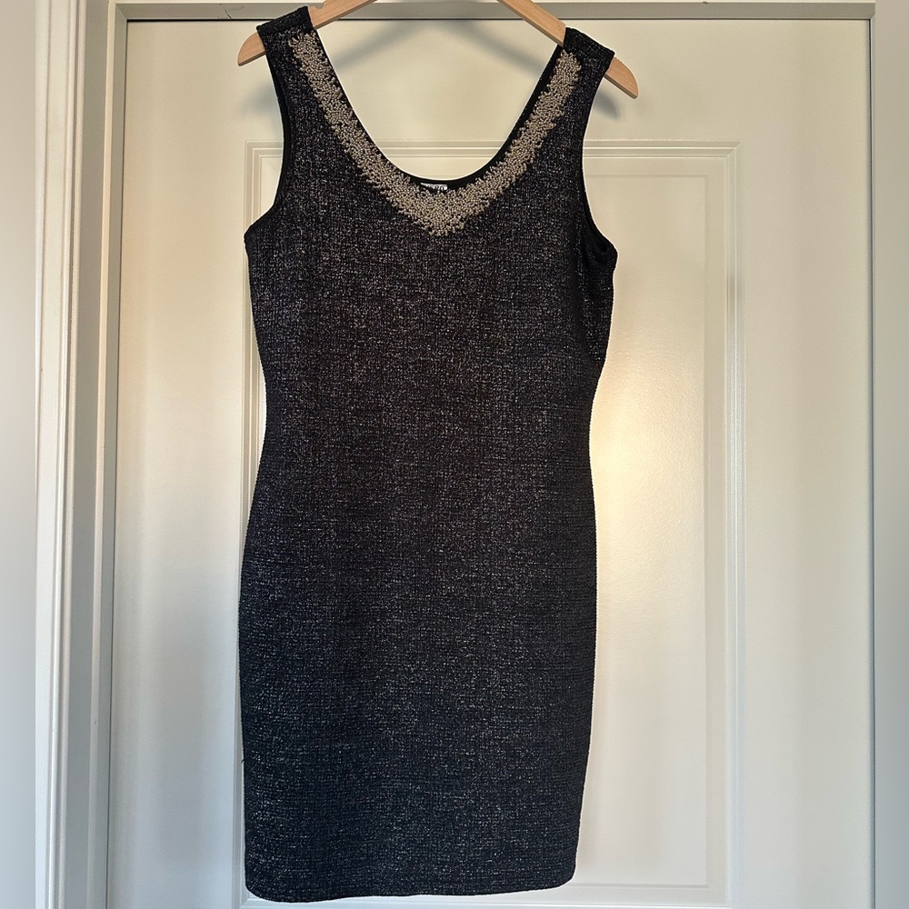 Vero Moda | Caya Dress - Black, Silver, & Gold Bodycon Mini - XL